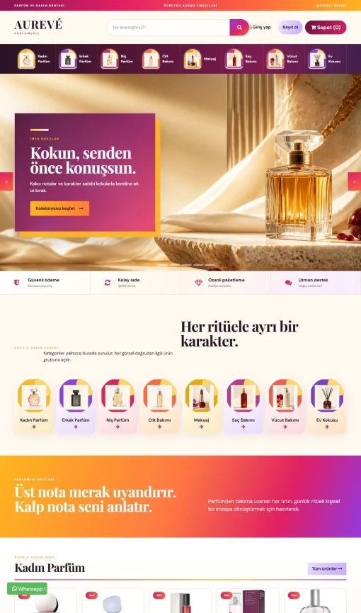 PARFÜM & KOZMETİK ÜRÜN MAĞAZASI ana sayfa görünümü