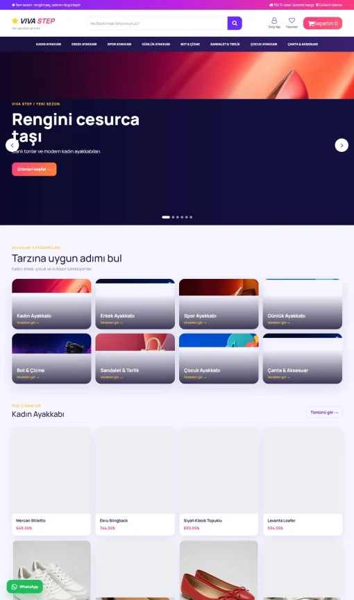 AYAKKABI V.2 ana sayfa görünümü