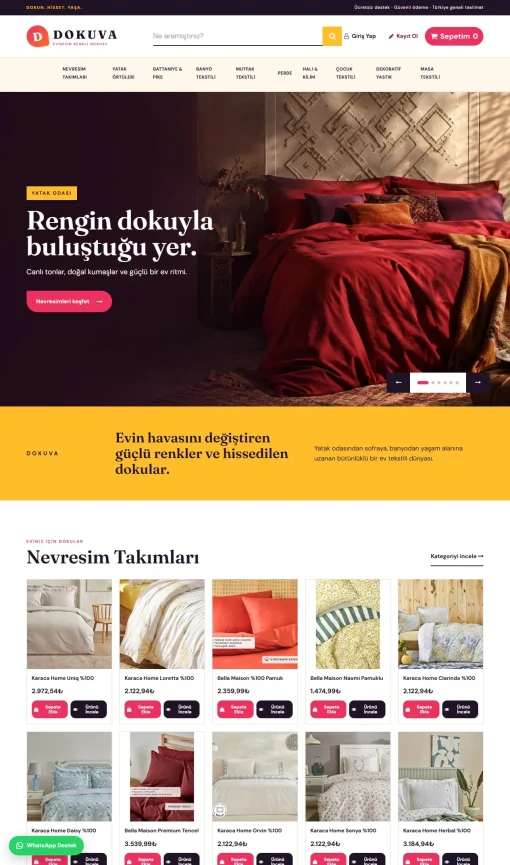 TEKSTİL V.1 ana sayfa görünümü