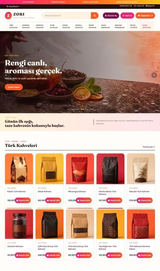 OpenCart Cafe ve Kahve Mağazası Teması
